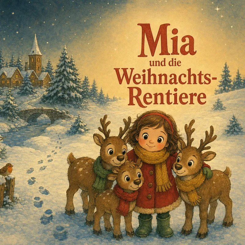 Cover van het gepersonaliseerde kinderboek Mia und die Weihnachts-Rentiere