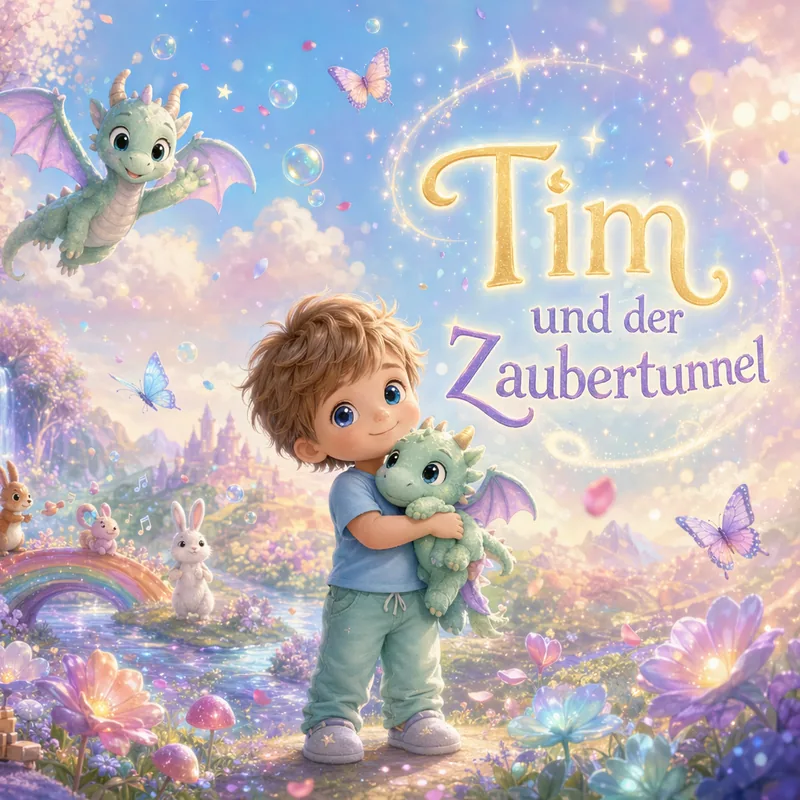 Cover van het gepersonaliseerde kinderboek Tim und der Zaubertunnel